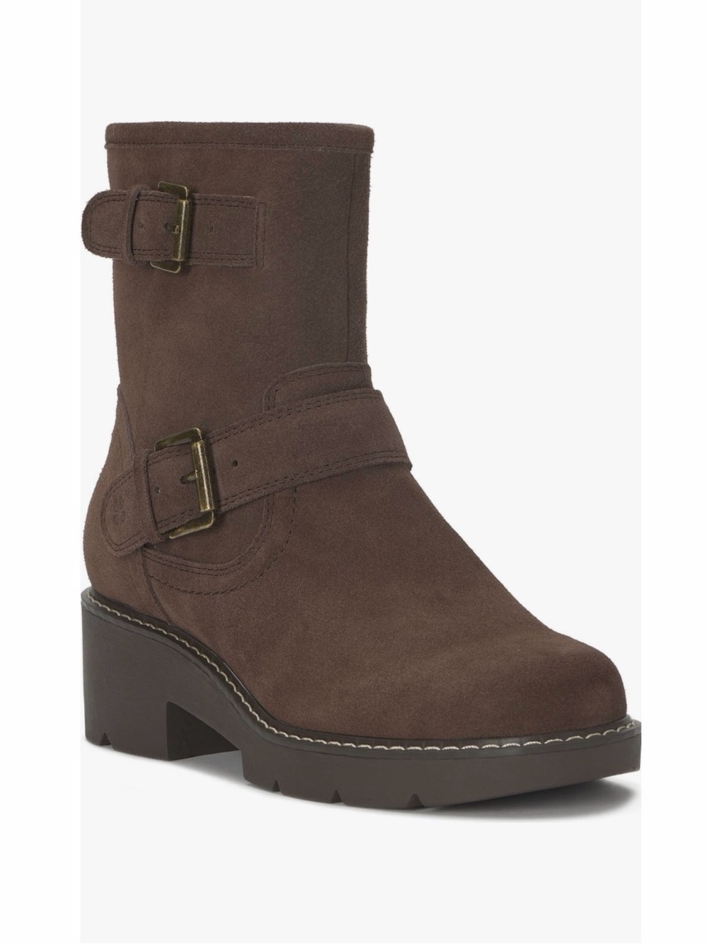 Lucky Brand Migyn Brown Suede Buckle Mid-Calf Block Heeled Boots Women’s 9.5